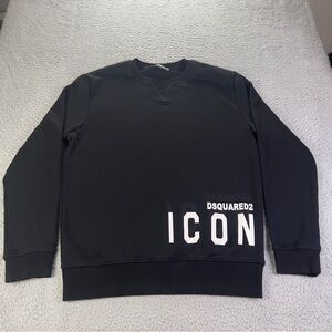 Dsquared 2 Icon Sweatshirt Mens XL Black Crew Neck Pullover Logo Cotton Italy